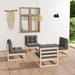 Buyweek 4 Piece Patio Lounge Set with Cushions Solid Wood Pine