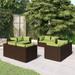 Buyweek 8 Piece Patio Lounge Set with Cushions Poly Rattan Brown