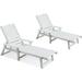 EFURDEN Chaise Lounge Set of 2 Lounge Chair with Adjustable Backrest for Poolside Porch Patio Supports Up to 350 lbs (White)