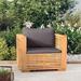 Buyweek Patio Sofa Chair with Dark Gray Cushions Solid Wood Teak