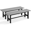 2 Pcs Outdoor Bench Seat - Backless Patio Garden Bench 47â€� Outside Chair With Slatted Seat Metal Frame 660 LBS Capacity Rectangular Dining Chair For Yard Park Balcony (2 Gray)