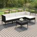 Buyweek 6 Piece Patio Lounge Set with Cushions Poly Rattan Black