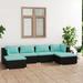 Buyweek 6 Piece Patio Lounge Set with Cushions Poly Rattan Black