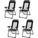 Set Of 4 Patio Dining Chairs Folding Lounge Chairs With 7 Level Adjustable Backrest 300 Lbs Capacity Outdoor Portable Chairs With Metal Frame