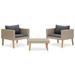 Buyweek 3 Piece Patio Lounge Set with Cushions Poly Rattan Beige