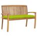 Buyweek Stacking Patio Bench with Cushion 50.6 Solid Teak Wood
