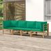 Buyweek 4 Piece Patio Lounge Set with Green Cushions Bamboo