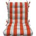 Indoor Outdoor Tufted High Back Chair Cushion Choose Color (Coral White Stripe)