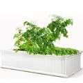Raised Garden Bed Floor Standing Planter Box with Round Corner Multifunctional Planting Bed with Drainage Hole and Ground Stakes White