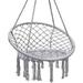 Hanging Hammock Chair Macrame Hanging Chair 330 Pounds Capacity Cotton Rope Handwoven Tassels Porch Swing Chair For Bedroom Living Room Yard Garden Balcony Indoor/Outdoor(Grey)