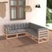 Buyweek 5 Piece Patio Lounge Set with Cushions Solid Wood Pine