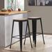 Metal Bar Stools Set Of 4 Counter Height Backless Stools With Wooden Seat Indoor/Outdoor Barstools Matte Black