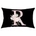 iOPQO Pillow Covers Throw Pillow Covers Pillow Covers English Alphabet Anw Floral Pillowcases Black Throw Pillow Case Room Decor