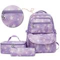 3Pcs School Bags Bookbag Pencil case Women School Set with Lunch bag Pencil Case-Purple