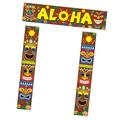 Happy Luau Party Decoration Door Wall Hanging Decor Carnival Hawaiian Party Tropical Banner for Pole Table Jungle Backdrop Party Couplet Banner