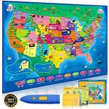 Geography Map Games Educational Toys for 4-8 Year Olds Interactive USA Map for Kids Learning Toys for Kids Gifts for Boys & Girls