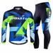 Menâ€™s Bicycle Jersey Long Sleeve Set Cycling Shirts 4D Padded Pants Cycle Clothing Outfit Blue S