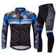 Cycling Jersey Set for Men Road Bike Long Sleeve Zipper Pocket Bicycling Shirts Cycle Shorts Padded Blue M