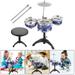 Kids Drum Set Toddler Jazz Drum Kit 7 Piece for Toddler Toys 3 Drums with Stool Percussion Musical Instruments Drum Toy for 3-8 Year Old Girls Boys