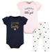 Hudson Baby Infant Girl Cotton Bodysuit and Pant Set Girl Daddy Pink Navy 9-12 Months