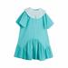 Toddler Kids Baby Girls Summer Casual Bubble Sleeve Doll Collar Lake Blue Dress Party Princess Dress Clothes Girls Sweaters Baby Holiday Christmas Dress Ball Gown for Girls Toddler Baby Girl Clothes