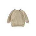 Unisex Newborn Baby Clothes Sweater Casual Warm Long Sleeve Knitted Pullovers with Pocket for Boy Girl