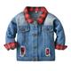 Quealent Boys Winter Coats Outwear Red Plaid Over Winter Long Sleeve Denim Jacket Blouse Boys Toddler Boy Jean Jacket Denim Boys Outerwear Blue 3-4 Years