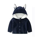 Toddler Winter Coats For Girls Patchwork Spring Winter Long Sleeve Animals Button Hooded Knit Sweater Cardigan Cute Cropped Jackets For Girls Dark Blue 90