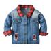 Quealent Boys Winter Coats Outwear Red Plaid Over Winter Long Sleeve Denim Jacket Blouse Boys Toddler Boy Jean Jacket Denim Boys Outerwear Blue 12-18 Months