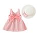 dmqupv Flower Girl Dress Toddler 6M-3Y Toddler Girls Dress Sleeveless Plaid Skirt Bow Cute Sweet Suspender Dress Princess Dress With Hat Pink 2-3 Years