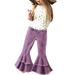 Quealent 7for All Ripped Two Flare Jeans Bottom Trousers Girls Bell Pants for Kids Baby Denim 16Y Toddler Girls Mustache Denim Girls Pants Purple 2-3 Years