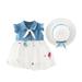 dmqupv Toddler Girl Dresses Baby Girls 6M-3Y Fly Sleeve Denim Patchwork Star Rainbow Tulle Princess Dress Hat Set White 2-3 Years