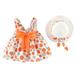 dmqupv Baby Girl Dress 6M-3Y Toddler Baby Dot Print Hat Princess Kids Girl Dresses Strap Bow Sleeveless Girls Dress&Skirt Orange 2-3 Years