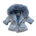 Quealent Winter Coats Girl Kids Baby Warm Girls Thick Coat Denim Girls Coat&jacket Toddler Girl Long Winter Denim Girls Coat Blue 2-3 Years