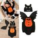 Toddler Baby Boy s and Girl s Rompers 3 Piece Sets Cute Halloween Printed Sweatshirts 3D Graphic Jumpsuit + Styling Wing + Hat Set Pullover Clothes Orange qILAKOG Size 6-12 Months