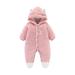 Toddler Winter Coat Fuzzy Buttons Hooded Cartoon Romper Jumpsuit Girls Denim Jackets Pink 66