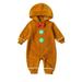 Okbabeha Newborn Baby Girl Boy Gingerbread Man Costume Christmas Fleece Hoodie Jumpsuit Hooded Romper Winter Outfit Clothes