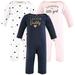 Hudson Baby Infant Girl Cotton Coveralls Girl Daddy Pink Navy 3-6 Months