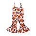 Suanret Halloween Toddler Kids Girls Jumpsuit Spaghetti Straps Pumpkin Print Romper Halloween Costume Orange Pumpkin 3-4 Years