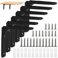 sixwipe 6 Pcs Wall Shelf Bracket L Bracket for Shelf 4 x 4 inch Heavy Duty Shelf Support Bracket Decorative Joint Angle Bracket Shelf Supports with Screws Corner Brace Wall Hanging Shelf(Black)