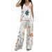 PMUYBHF Tracksuit for Women Set 2 Piece Zip up Hoodie Tennis Outfits for Women 2 Piece Set Long Sleeve Women Casual Two Piece Outfits Boho Printed Vest Sleeveless Top Loose Wide Leg Pants Set Suit