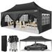 COBIZI 10x20 Pop Up Canopy Tent with 6 Removable Sidewalls Easy Up Commercial Canopy Adjustable Heights Waterproof and UV50+ Gazebo with Portable Bag Party Tents for Parties Black