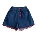 Quealent Soccer Shorts for Kids Girls Color Red Embroidered Lace Denim Shorts Love Button with Pockets Shorts for Women Denim Girls Shorts Blue 3-4 Years