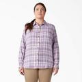 Dickies Women's Plus Long Sleeve Plaid Flannel Shirt - Grapeade/orchard Size 2X (FLW075)