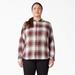 Dickies Women's Plus Long Sleeve Plaid Flannel Shirt - Fired Brick Ombre Size 3X (FLW075)