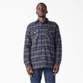 Dickies Men's Water Repellent Fleece-Lined Flannel Shirt Jacket - Navy/black Plaid Size L (TJ210)