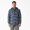 Dickies Men's Water Repellent Flannel Hooded Shirt Jacket - Navy Storm Ombre Plaid Size XL (TJ211)