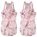 2 PCS Dog Bow-Knot Floral Dress Pet Princess Dresses for Small Girl Dog Braces Suspender Skirt Puppy Summer Sundress Doggy Outfit Dogs - Pink
