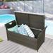 Patio Wicker Storage Bench Outdoor Rattan Deck Storage Box w/ cushion