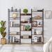 Triple Wide 5-shelf Bookshelves Industrial Retro Wooden Style Home and Office Large Open Bookshelves, Rustic Brown